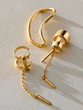 NWT Free People Naomi Ear Cuff Set in Gold